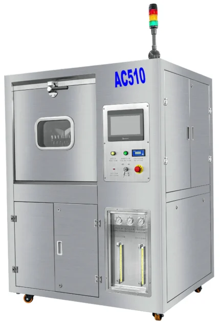 AC510 PCBA cleaning machine, automatic PCBA flux cleaner, batch type PCB cleaning equipment, industrial electronic assembly cleaner, SMT/THT PCBA cleaning machine