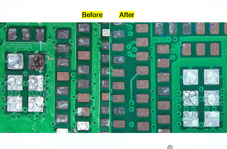 FC760 Inline Cleaning Test 100% Flux Removal from Low-Standoff LGA BGA Assemblies