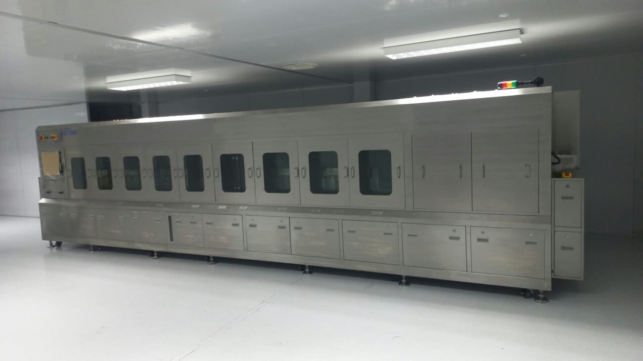 ACTSPRAY FC760 inline deflux cleaning machine installed at a customer production site