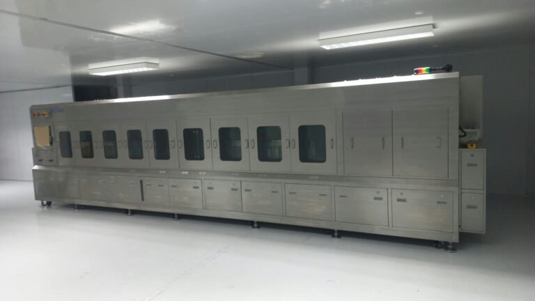 ACTSPRAY FC760 inline deflux cleaning machine installed at a customer production site
