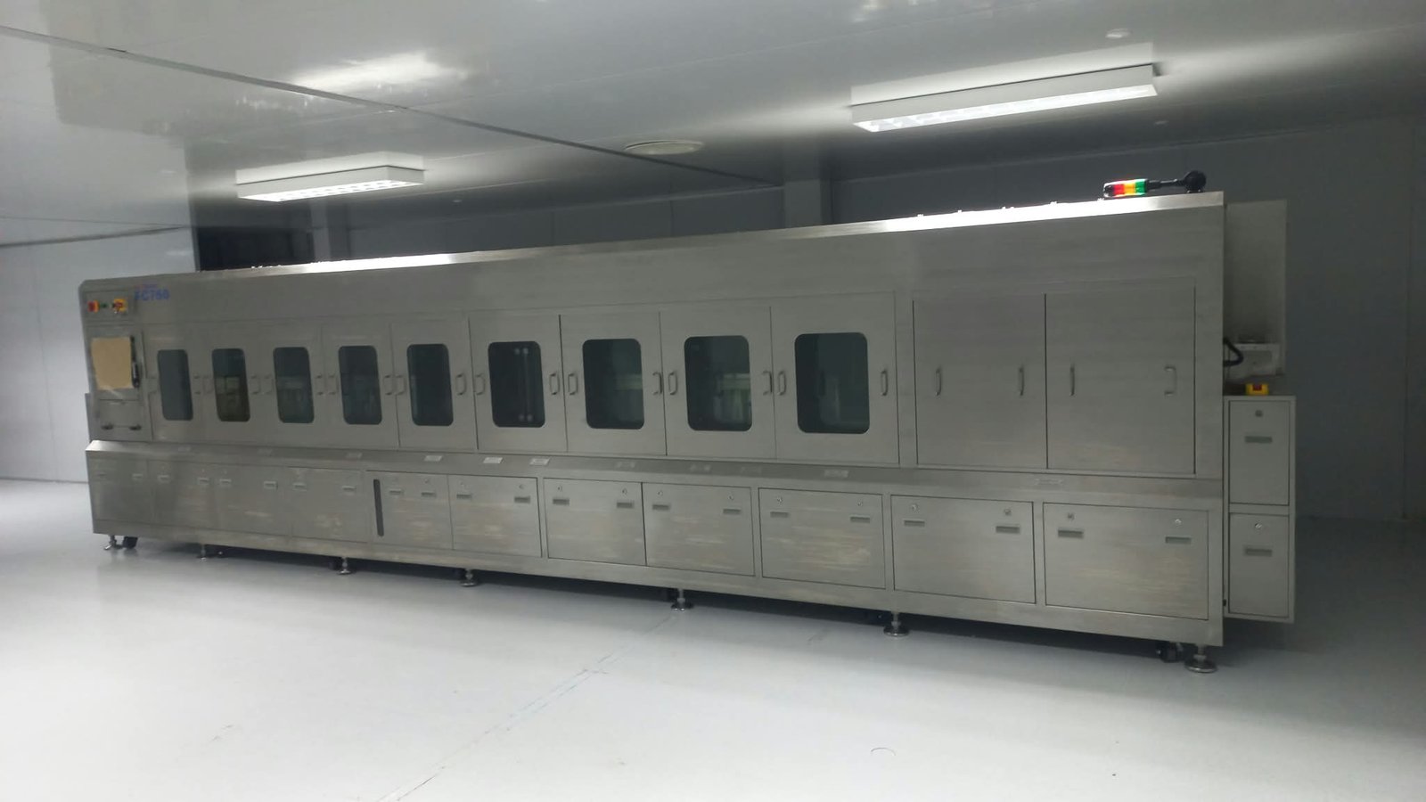 ACTSPRAY FC760 inline deflux cleaning machine installed at a customer production site